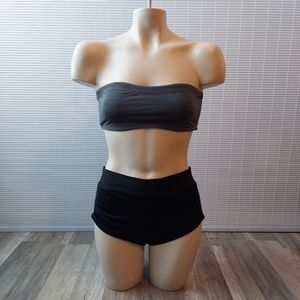 Vintage Gray Y2K Bandeau Bikini Top Medium 2000s XOXO Swim Strapless